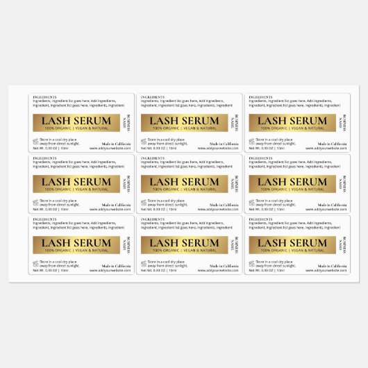 Gold Lash Serum Mascara Cosmetische Tube Label (Vel)