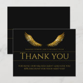 Gold Lash Wings Bedankt Bold Black Briefkaart (Voorkant / Achterkant)