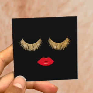 Gold Lashes en Red Lips Makeup artistieke Beauty S Vierkante Visitekaartje