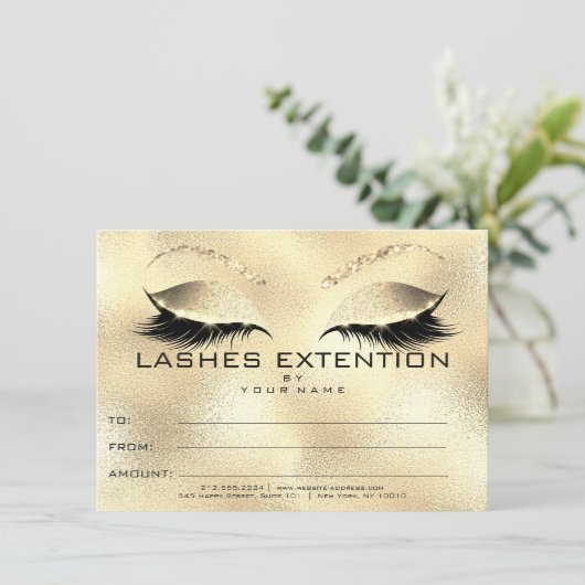 Gold Lashes Exention Makeup Certificate Cadeau (Staand voorkant)