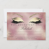 Gold Lashes Extension Makeup Certificate Gift Pink (Voorkant)