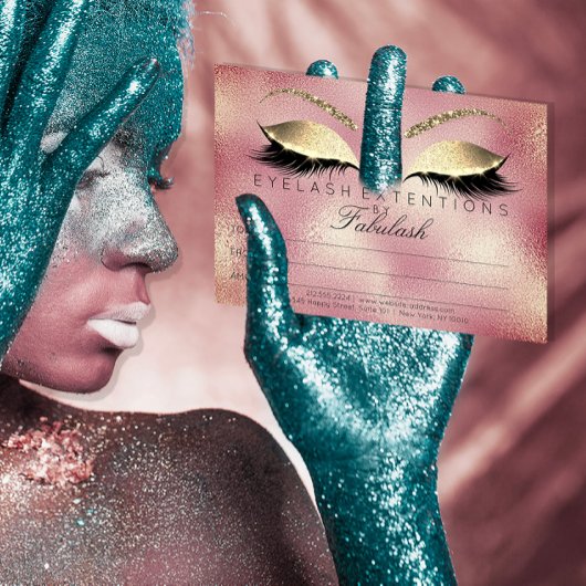 Gold Lashes Extension Makeup Certificate Gift Pink