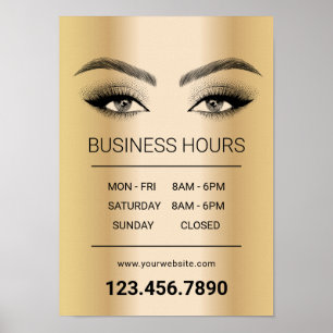 Gold Lashes Makeup Artist Salon Openinguren Poster