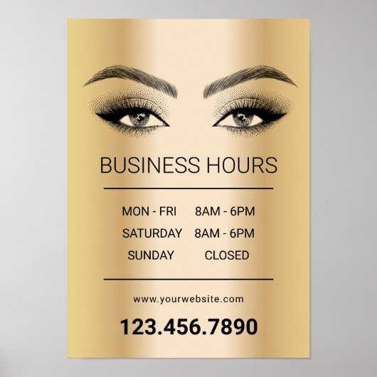 Gold Lashes Makeup Artist Salon Openinguren Poster (Voorkant)