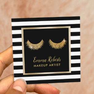 Gold Lashes Makeup artistieke moderne zwarte strep Vierkante Visitekaartje