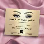 Gold Lashes Salon Certificate of Complement Award<br><div class="desc">Moderne Gold Eyelash Certificate of Completion Awards.</div>
