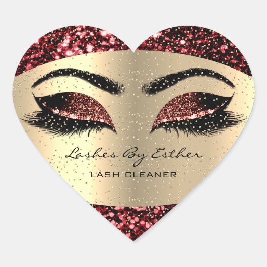 Gold Lashes van Cleaner Heart Makeup Burgundy Hart Sticker (Voorkant)