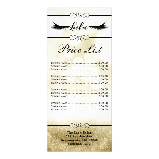 Gold Lashes Wimper Extensions Schoonheidssalon Pri Reclamekaart (Voorkant)