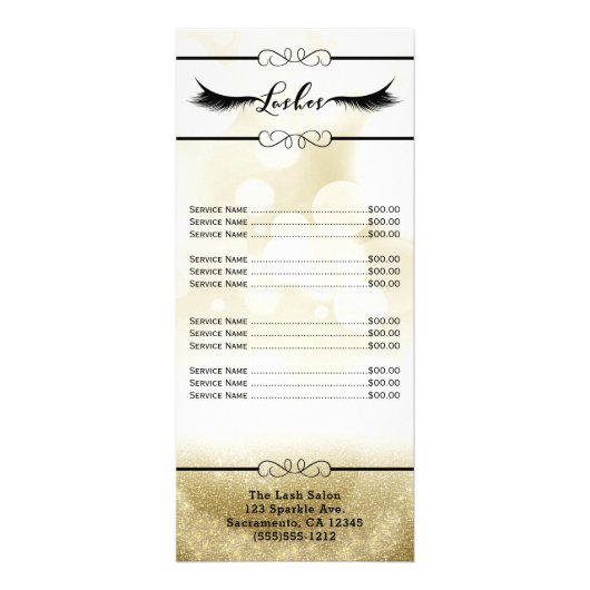 Gold Lashes Wimper Extensions Schoonheidssalon Pri Reclamekaart (Achterkant)