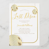 Gold Last Disco Bachelorette Party Folie Invitatio Folie Uitnodiging (Voorkant)