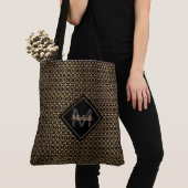 Gold Lattice Monogramed Tote Bag (Dichtbij)
