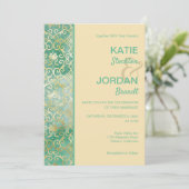 Gold Lattice Wedding Uitnodiging (Staand voorkant)