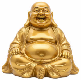 Gold Laughing Buddha 2D Budai Statue Staand Fotobeeldje