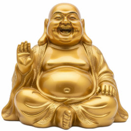 Gold Laughing Buddha Blessing Gesture 2D Budai Staand Fotobeeldje