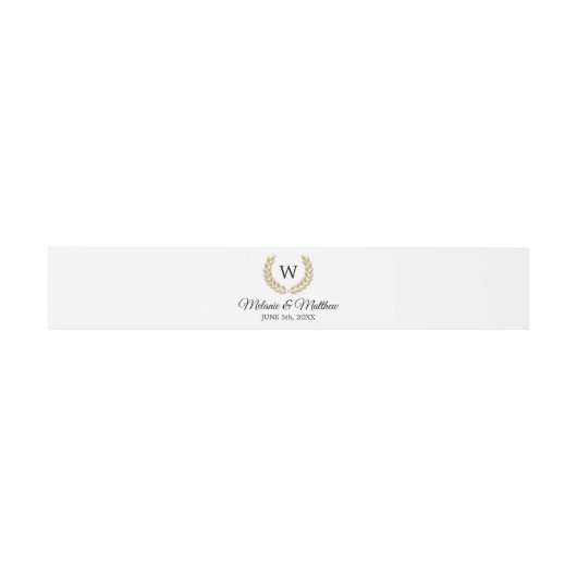 Gold Laurel Black White Monogram Weddenschap Uitnodigingen Wikkel (Vlak)