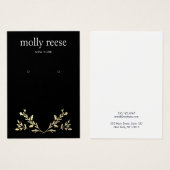 Gold laurel Branch Black Earring Display Kaart (Voorkant /achterkant)