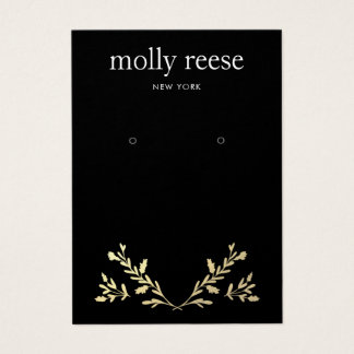 Gold laurel Branch Black Earring Display Kaart