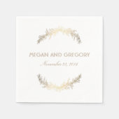 Gold Laurel Elegant Witte Huwelijk Servet (Voorkant)