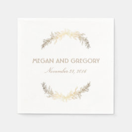 Gold Laurel Elegant Witte Huwelijk Servet