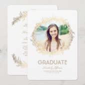 Gold Laurel Foto Graduation Party Kaart (Voorkant / Achterkant)