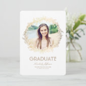 Gold Laurel Foto Graduation Party Kaart (Staand voorkant)