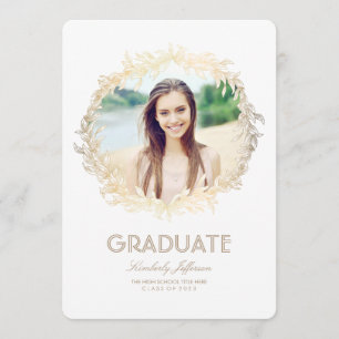 Gold Laurel Foto Graduation Party Kaart