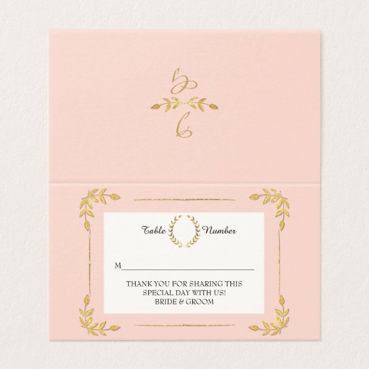 Gold Laurel Leaf Blush Pink Wreate Quinceanera Kaart (Buitenkant ongevouwen)