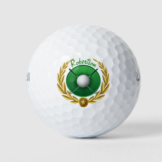 Gold Laurel Leaf Golf Club gepersonaliseerd Golfballen (Voorkant)