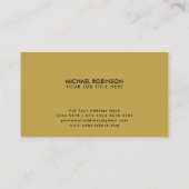 Gold Laurel Leaves | Elegant Initiaal op zwart Visitekaartje (Achterkant)