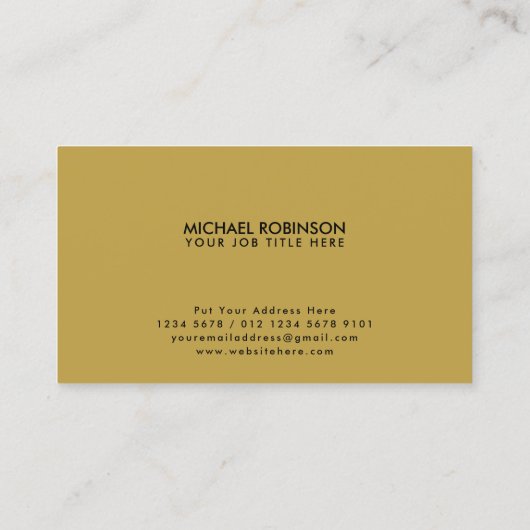 Gold Laurel Leaves | Elegant Initiaal op zwart Visitekaartje (Achterkant)