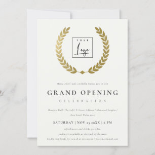 Gold Laurel Logo Grote Openingsuitnodiging Bedankkaart