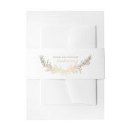 Gold Laurel Olive Leaves Krans Elegant Wedding Uitnodigingen Wikkel