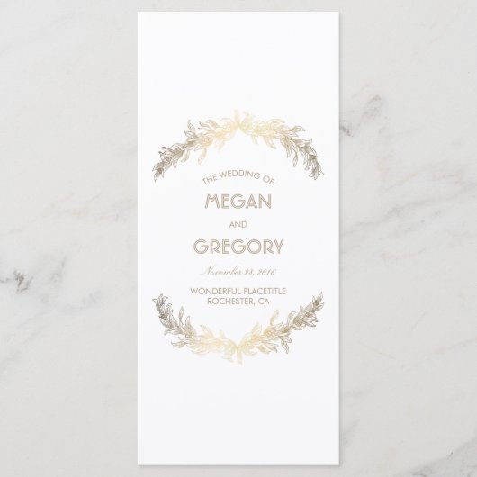 Gold Laurel Vintage Wedding Programma's (Voorkant)