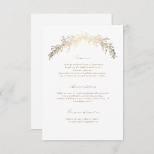 Gold Laurel Wedding Details Invoegen Informatiekaartje (Voorkant / Achterkant)