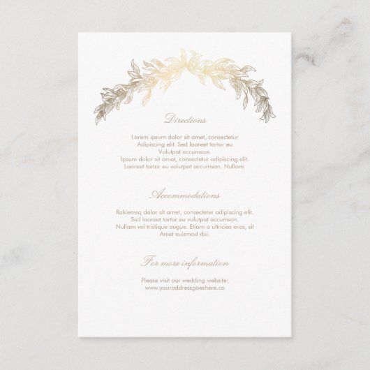 Gold Laurel Wedding Details Invoegen Informatiekaartje (Voorkant)
