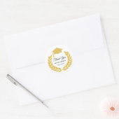 Gold Laurel Wreate Dank je Afstuderen op White Ronde Sticker (Envelop)
