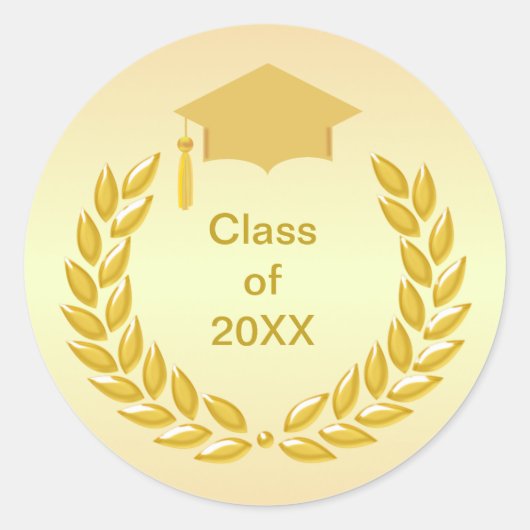 Gold Laurel Wreath Class of 20XX Afstuderen Ronde Sticker (Voorkant)