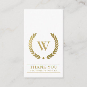 GOLD LAUREL WREATH INITIAAL LOGO BUSINESS DANK U VISITEKAARTJE