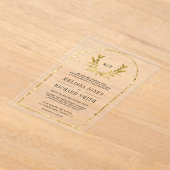 Gold Laurel Wreath Leaves Wedding Acryl Uitnodigingen (Laagn)