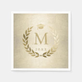 Gold Laurel Wreath Monogram Initiaal Afstuderen Servet (Voorkant)