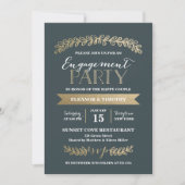 Gold Laurels Slate Engagement Party Kaart (Voorkant)