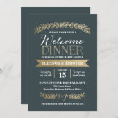 Gold Laurels Slate Weddenschap Welkomstfeest Kaart (Voorkant / Achterkant)
