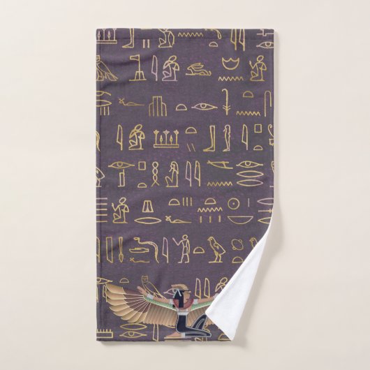 Gold Lavender Egyptian Princess Hieroglyphs Bad Handdoek (Handdoek)