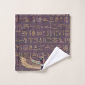 Gold Lavender Egyptian Princess Hieroglyphs Bad Handdoek (Wasdoekje)