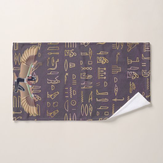 Gold Lavender Egyptian Princess Hieroglyphs Bad Handdoek (Handdoek)