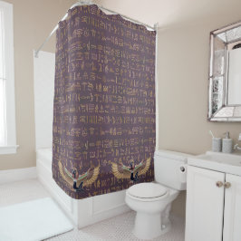 Gold Lavender Egyptian Princess Hieroglyphs Douchegordijn