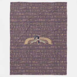 Gold Lavender Egyptian Princess Hieroglyphs Fleece Deken