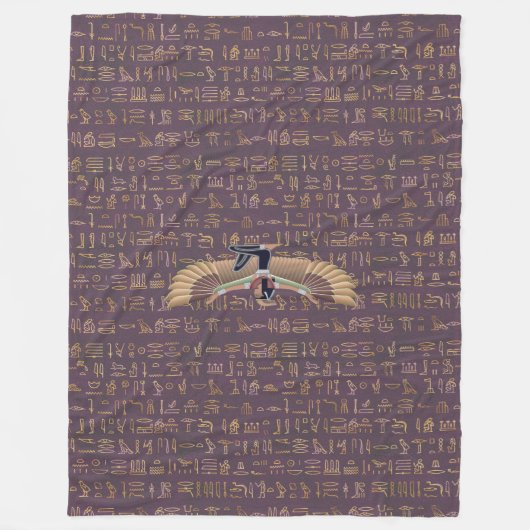 Gold Lavender Egyptian Princess Hieroglyphs Fleece Deken (Voorkant)