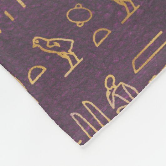 Gold Lavender Egyptian Princess Hieroglyphs Fleece Deken (Hoek)