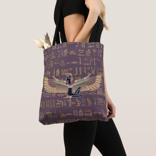 Gold Lavender Egyptian Princess Hieroglyphs Tote Bag (Dichtbij)